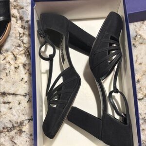 Stuart Weitzman Silk Black Formal Dress Heels - Vintage